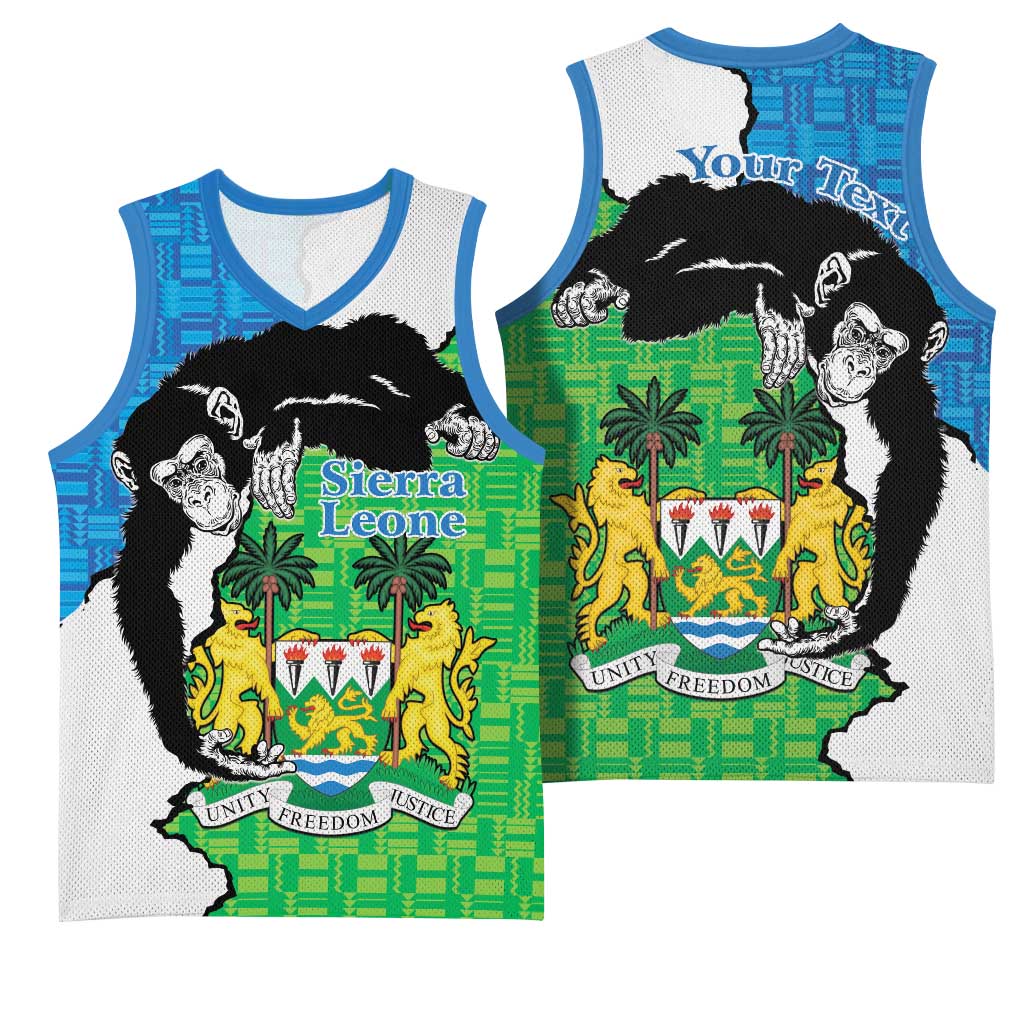 Personalised Afro Sierra Leone Basketball Jersey Chimpanzee Mix African Pattern LT15