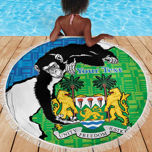 Personalised Afro Sierra Leone Beach Blanket Chimpanzee Mix African Pattern