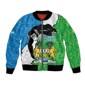 Personalised Afro Sierra Leone Bomber Jacket Chimpanzee Mix African Pattern