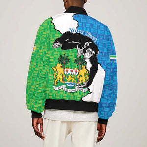 Personalised Afro Sierra Leone Bomber Jacket Chimpanzee Mix African Pattern