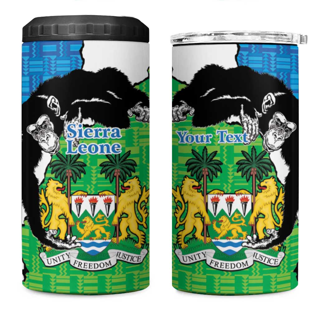 Personalised Afro Sierra Leone 4 in 1 Can Cooler Tumbler Chimpanzee Mix African Pattern