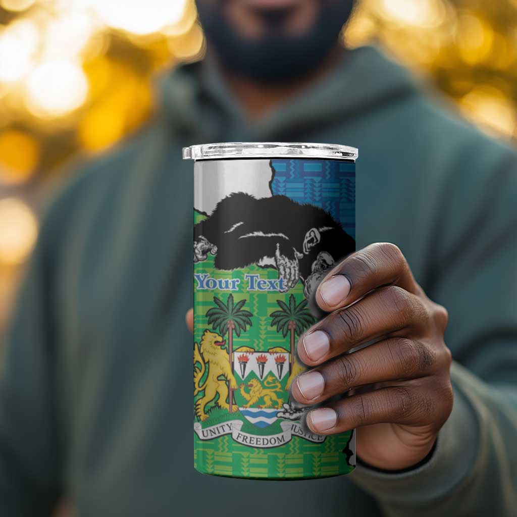 Personalised Afro Sierra Leone 4 in 1 Can Cooler Tumbler Chimpanzee Mix African Pattern