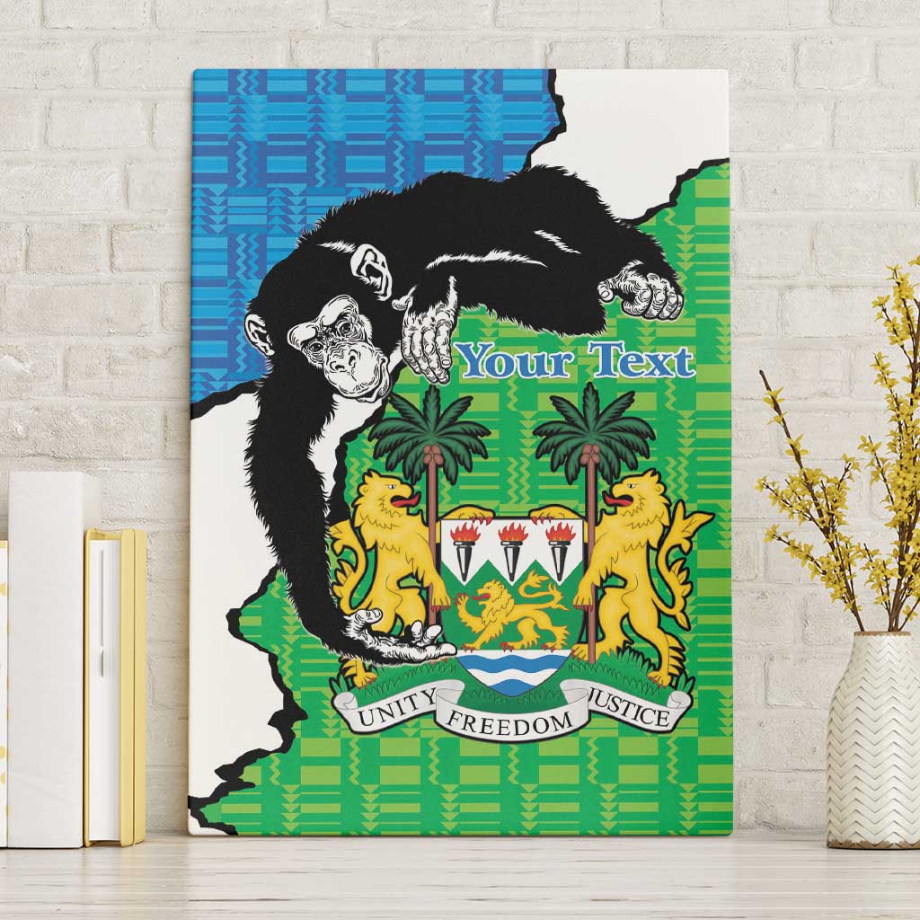 Personalised Afro Sierra Leone Canvas Wall Art Chimpanzee Mix African Pattern