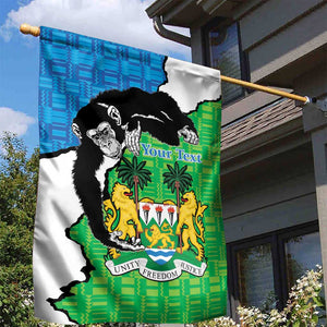 Personalised Afro Sierra Leone Garden Flag Chimpanzee Mix African Pattern