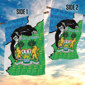 Personalised Afro Sierra Leone Garden Flag Chimpanzee Mix African Pattern