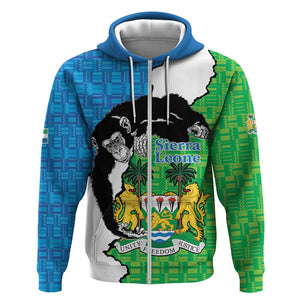 Personalised Afro Sierra Leone Hoodie Chimpanzee Mix African Pattern