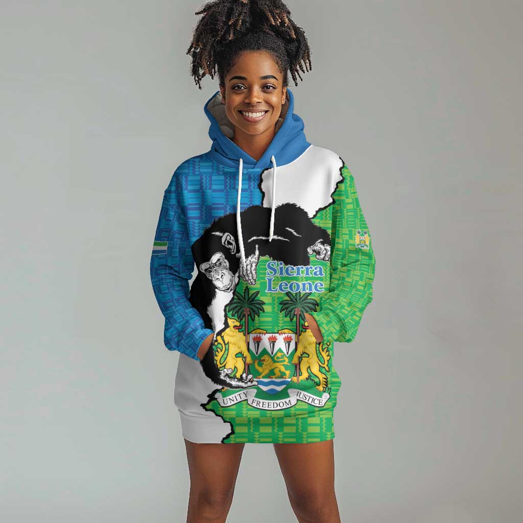 Personalised Afro Sierra Leone Hoodie Dress Chimpanzee Mix African Pattern