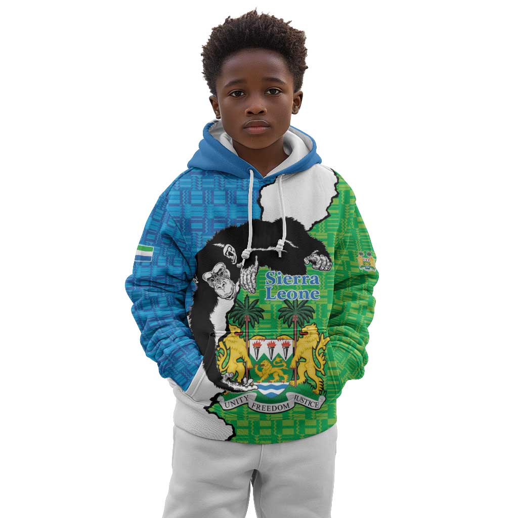 Personalised Afro Sierra Leone Kid Hoodie Chimpanzee Mix African Pattern