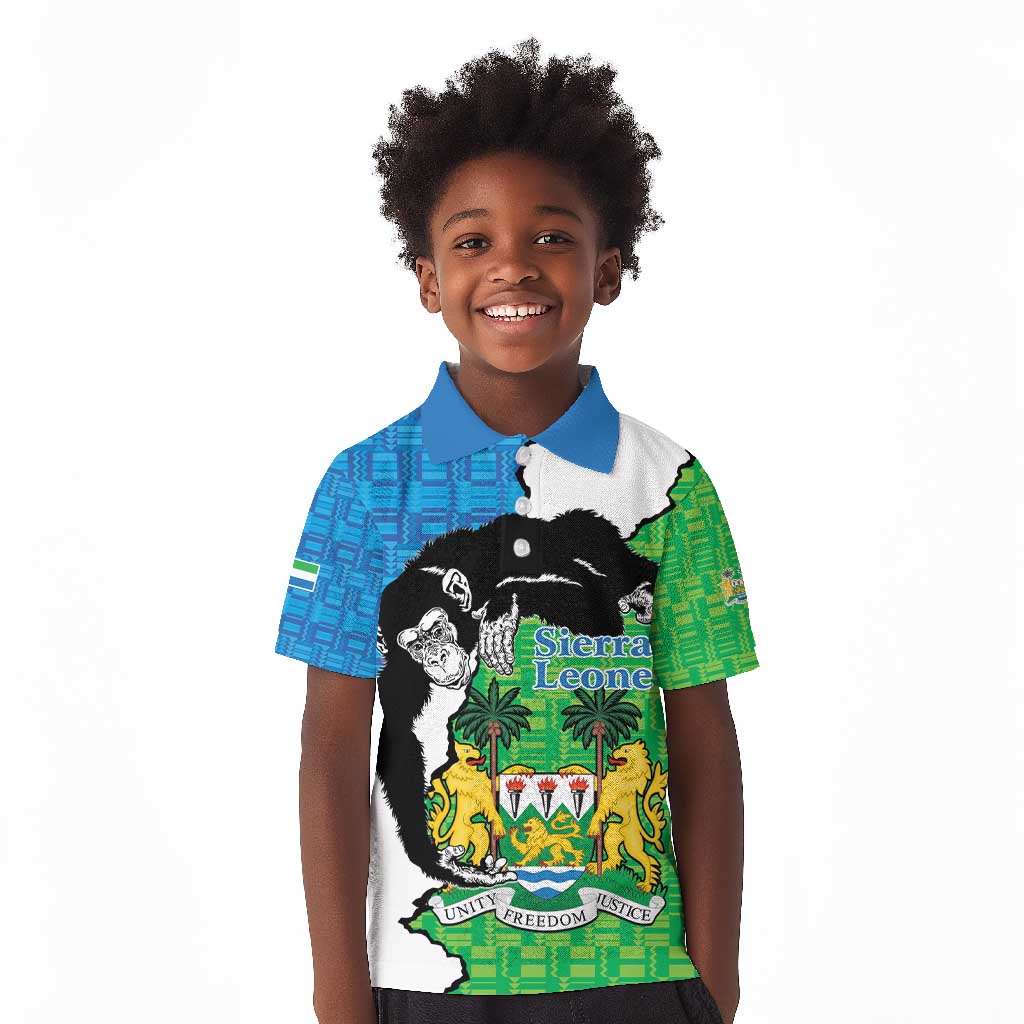 Personalised Afro Sierra Leone Kid Polo Shirt Chimpanzee Mix African Pattern