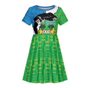 Personalised Afro Sierra Leone Kid Short Sleeve Dress Chimpanzee Mix African Pattern