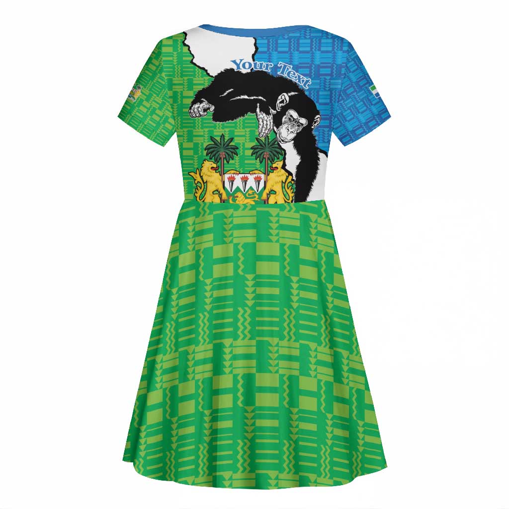 Personalised Afro Sierra Leone Kid Short Sleeve Dress Chimpanzee Mix African Pattern