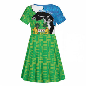 Personalised Afro Sierra Leone Kid Short Sleeve Dress Chimpanzee Mix African Pattern