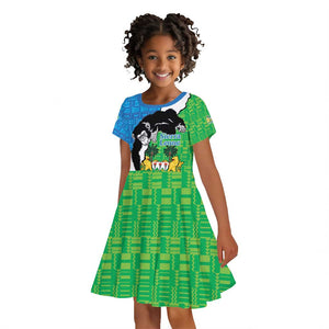 Personalised Afro Sierra Leone Kid Short Sleeve Dress Chimpanzee Mix African Pattern