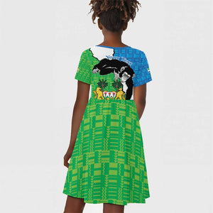 Personalised Afro Sierra Leone Kid Short Sleeve Dress Chimpanzee Mix African Pattern