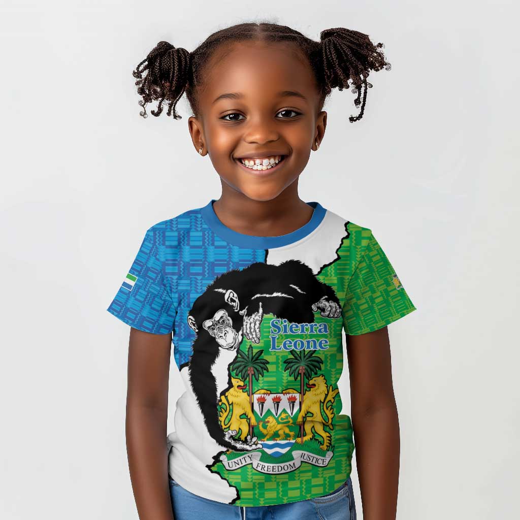 Personalised Afro Sierra Leone Kid T shirt Chimpanzee Mix African Pattern