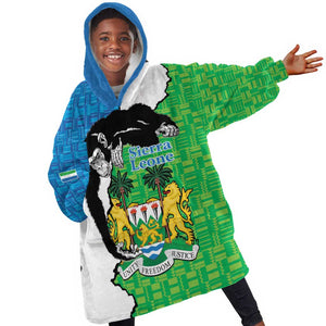 Personalised Afro Sierra Leone Kid Wearable Blanket Hoodie Chimpanzee Mix African Pattern