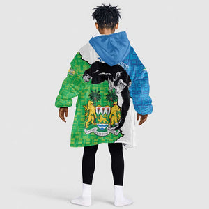 Personalised Afro Sierra Leone Kid Wearable Blanket Hoodie Chimpanzee Mix African Pattern