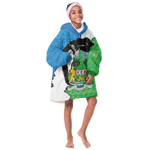 Personalised Afro Sierra Leone Kid Wearable Blanket Hoodie Chimpanzee Mix African Pattern