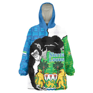 Personalised Afro Sierra Leone Kid Wearable Blanket Hoodie Chimpanzee Mix African Pattern