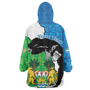 Personalised Afro Sierra Leone Kid Wearable Blanket Hoodie Chimpanzee Mix African Pattern