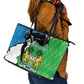 Personalised Afro Sierra Leone Leather Tote Bag Chimpanzee Mix African Pattern