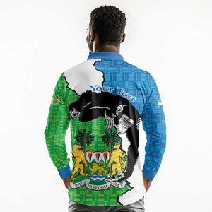 Personalised Afro Sierra Leone Long Sleeve Polo Shirt Chimpanzee Mix African Pattern