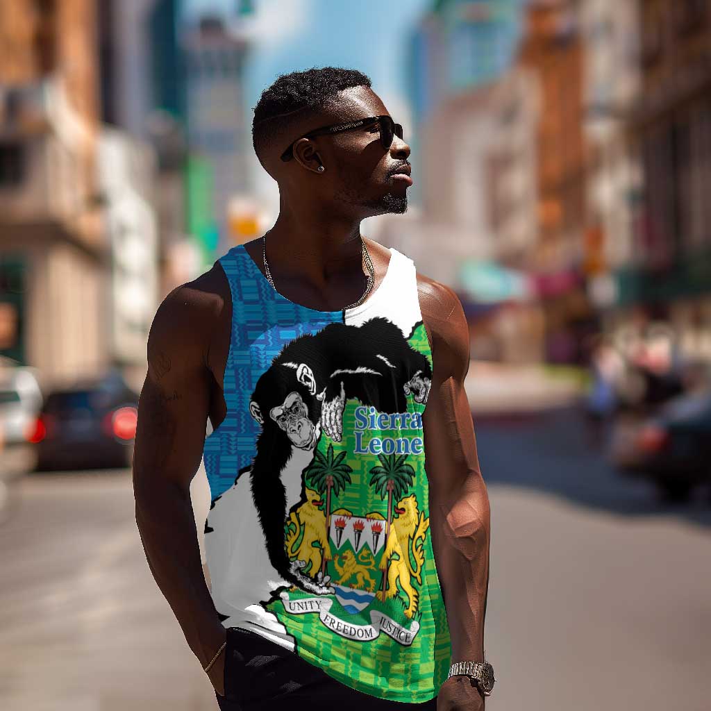 Personalised Afro Sierra Leone Men Tank Top Chimpanzee Mix African Pattern