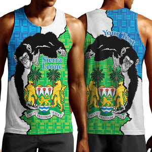 Personalised Afro Sierra Leone Men Tank Top Chimpanzee Mix African Pattern