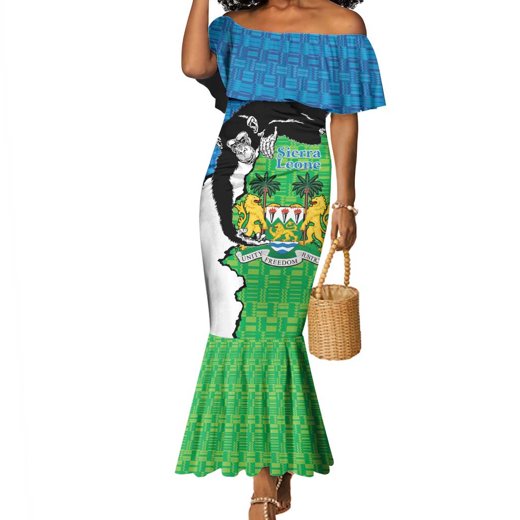 Personalised Afro Sierra Leone Mermaid Dress Chimpanzee Mix African Pattern