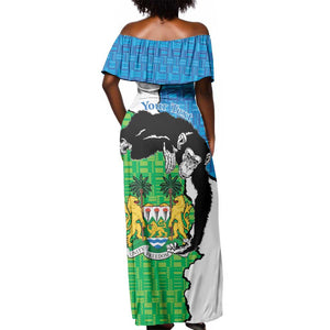 Personalised Afro Sierra Leone Off Shoulder Maxi Dress Chimpanzee Mix African Pattern