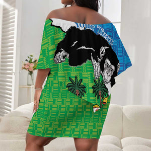 Personalised Afro Sierra Leone Off Shoulder Short Dress Chimpanzee Mix African Pattern