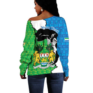 Personalised Afro Sierra Leone Off Shoulder Sweater Chimpanzee Mix African Pattern