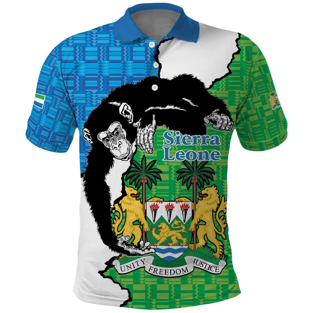 Personalised Afro Sierra Leone Polo Shirt Chimpanzee Mix African Pattern