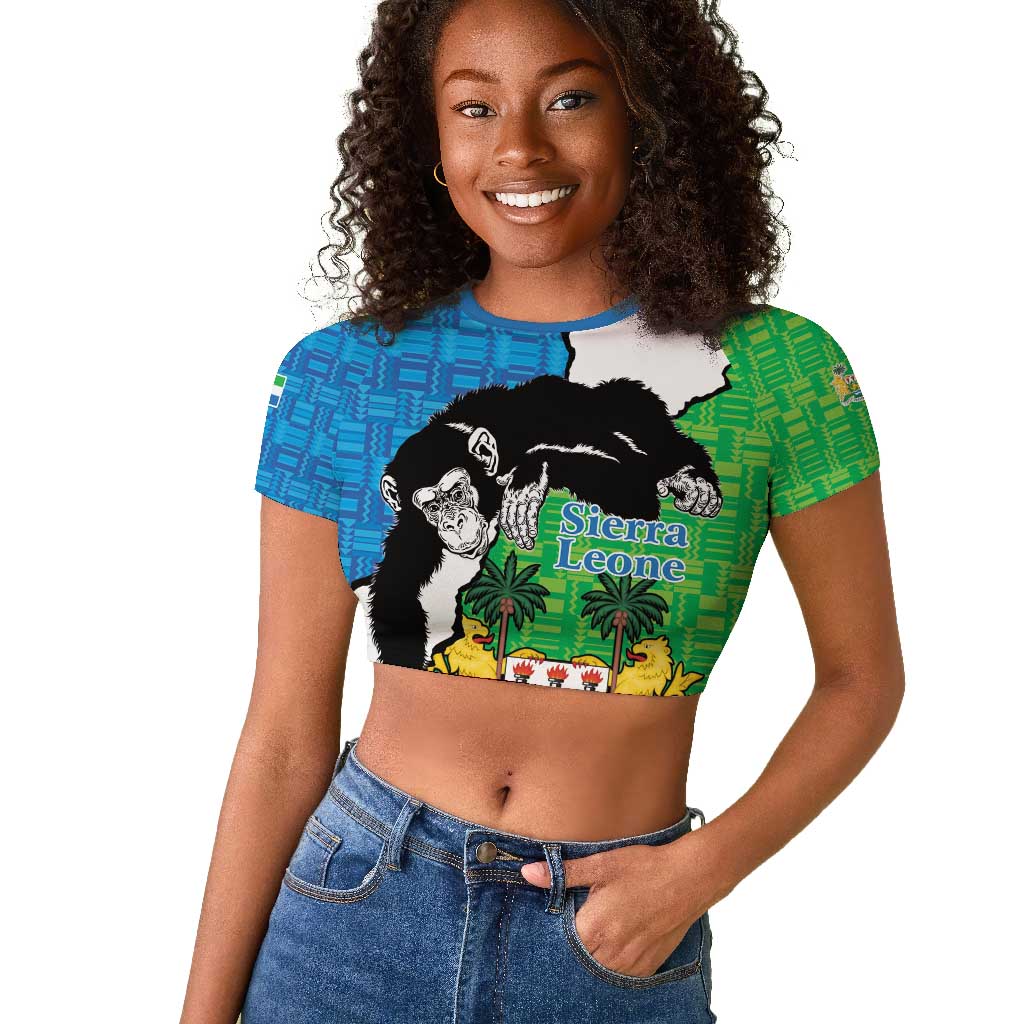 Personalised Afro Sierra Leone Raglan Cropped T shirt Chimpanzee Mix African Pattern