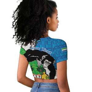 Personalised Afro Sierra Leone Raglan Cropped T shirt Chimpanzee Mix African Pattern