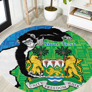 Personalised Afro Sierra Leone Round Carpet Chimpanzee Mix African Pattern