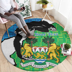 Personalised Afro Sierra Leone Round Carpet Chimpanzee Mix African Pattern