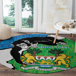 Personalised Afro Sierra Leone Round Carpet Chimpanzee Mix African Pattern