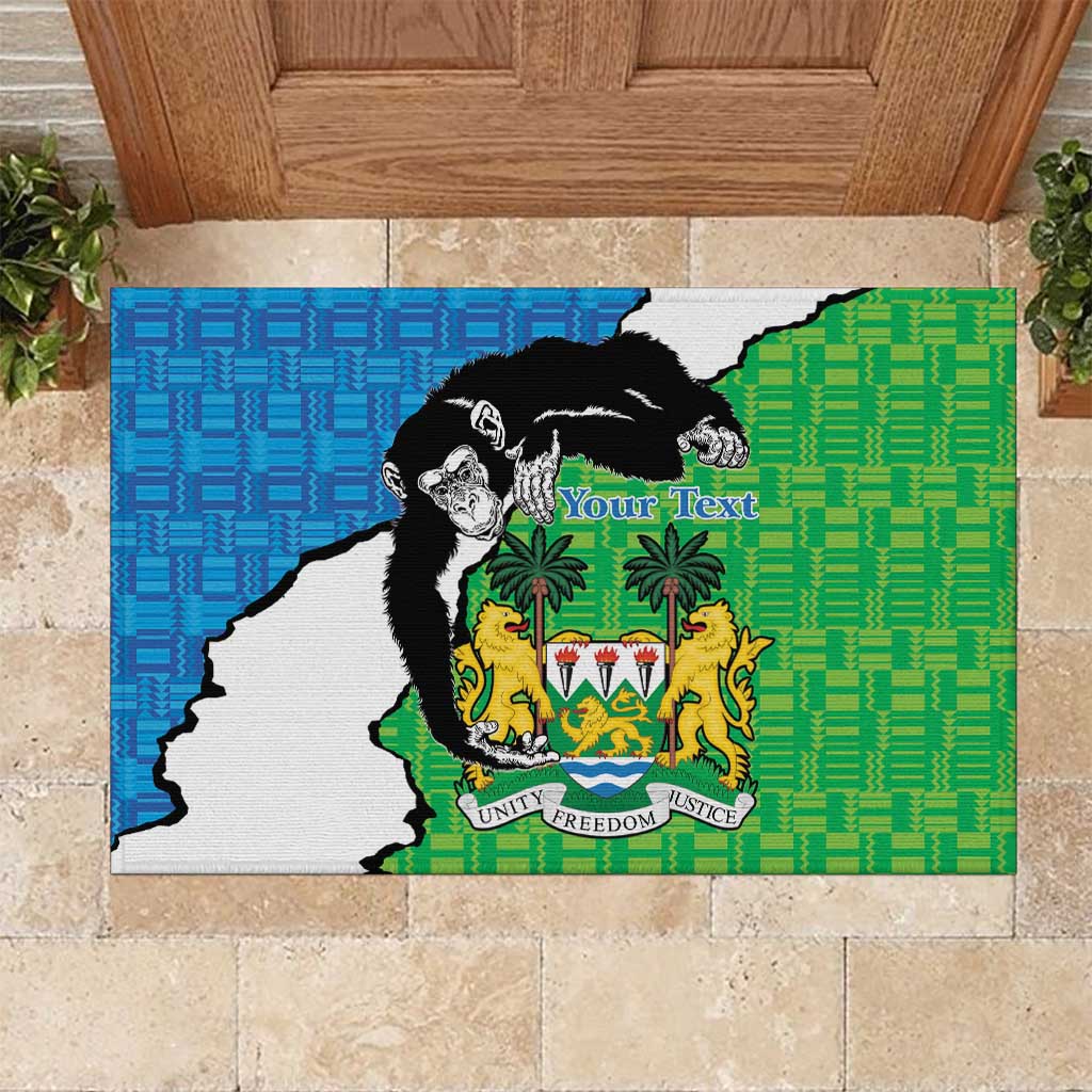 Personalised Afro Sierra Leone Rubber Doormat Chimpanzee Mix African Pattern