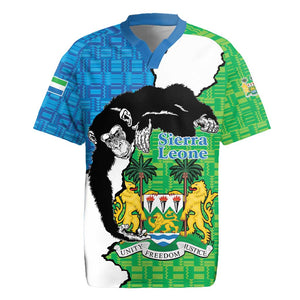 Personalised Afro Sierra Leone Rugby Jersey Chimpanzee Mix African Pattern