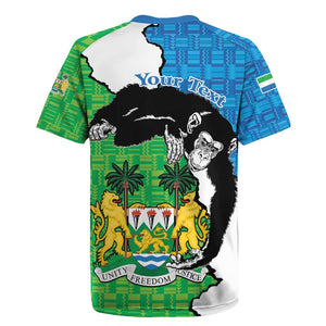 Personalised Afro Sierra Leone Rugby Jersey Chimpanzee Mix African Pattern