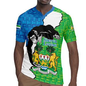 Personalised Afro Sierra Leone Rugby Jersey Chimpanzee Mix African Pattern