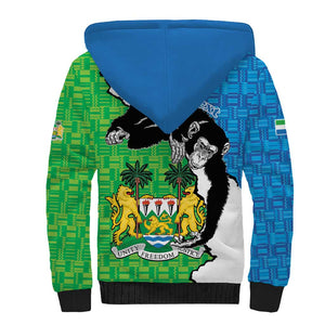 Personalised Afro Sierra Leone Sherpa Hoodie Chimpanzee Mix African Pattern