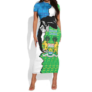 Personalised Afro Sierra Leone Short Sleeve Bodycon Dress Chimpanzee Mix African Pattern