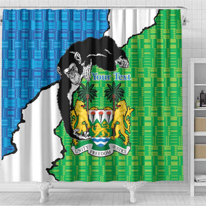 Personalised Afro Sierra Leone Shower Curtain Chimpanzee Mix African Pattern