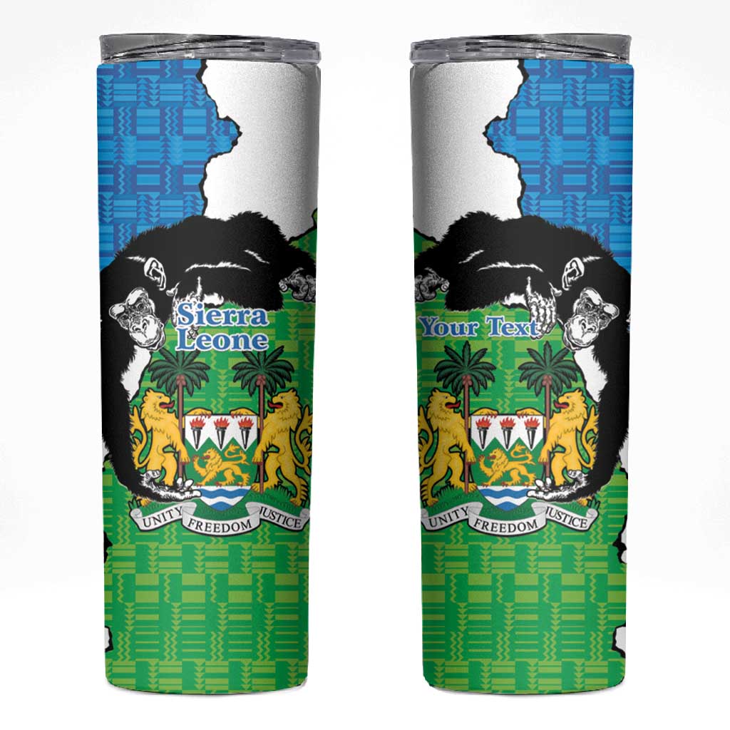 Personalised Afro Sierra Leone Skinny Tumbler Chimpanzee Mix African Pattern