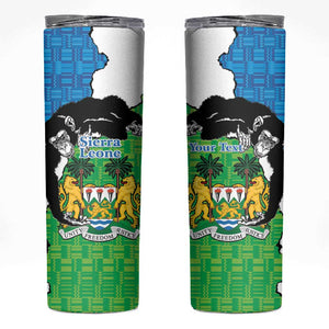 Personalised Afro Sierra Leone Skinny Tumbler Chimpanzee Mix African Pattern