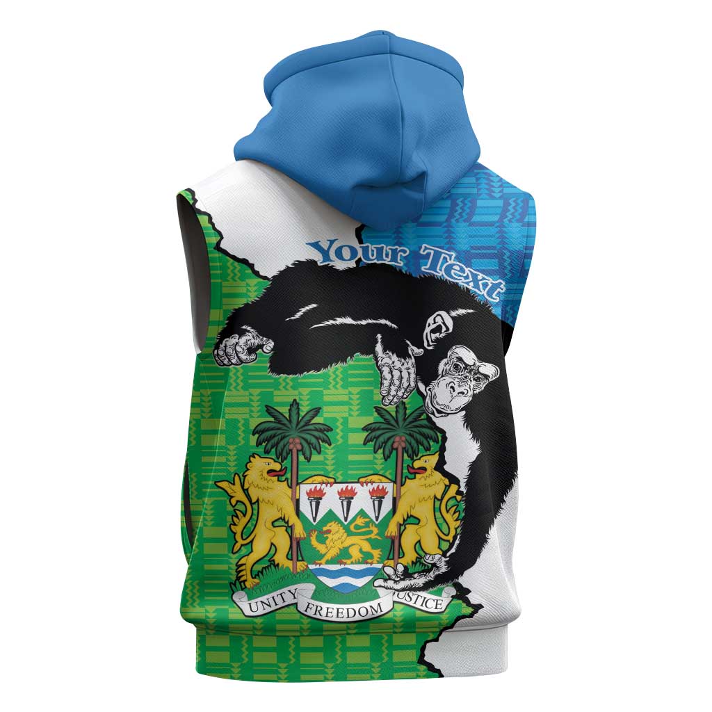 Personalised Afro Sierra Leone Sleeveless Hoodie Chimpanzee Mix African Pattern - African Pride
