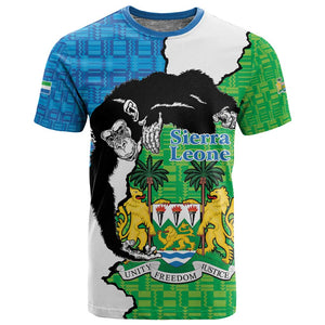 Personalised Afro Sierra Leone T shirt Chimpanzee Mix African Pattern