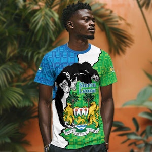 Personalised Afro Sierra Leone T shirt Chimpanzee Mix African Pattern